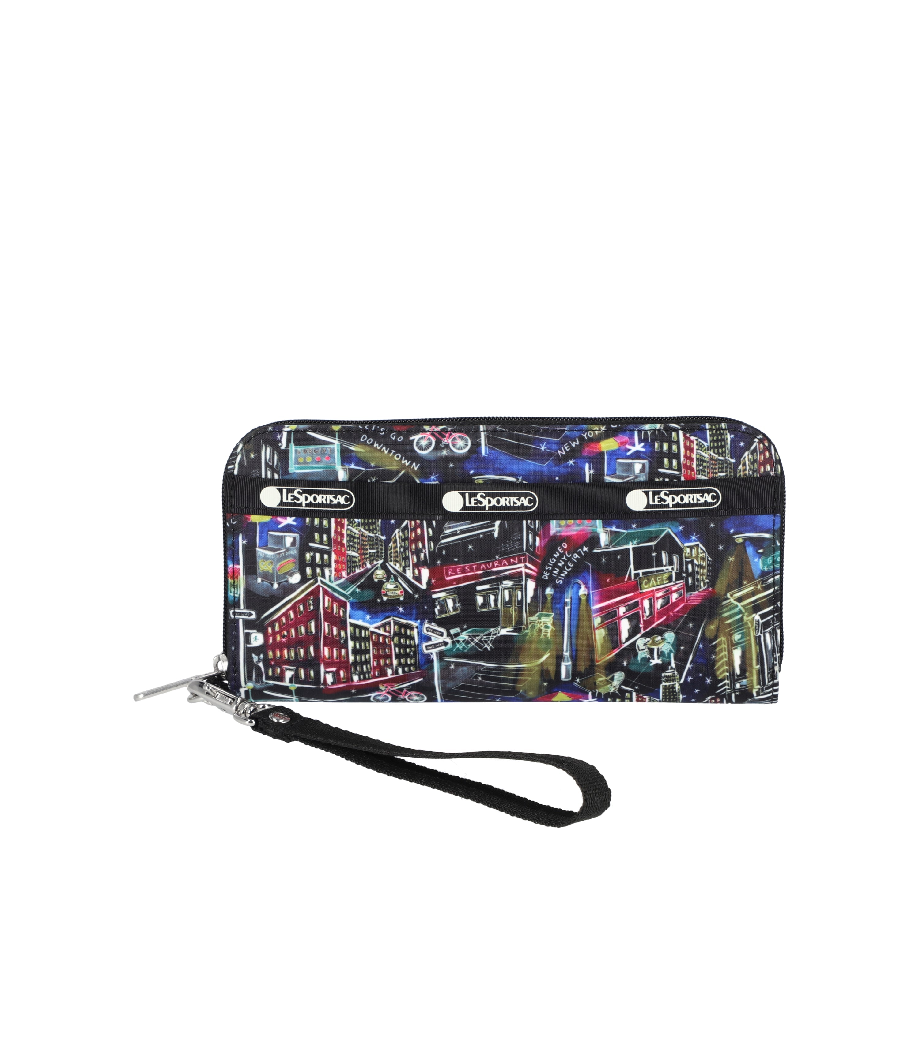 Tech Wallet Wristlet - NYC Winter Black print