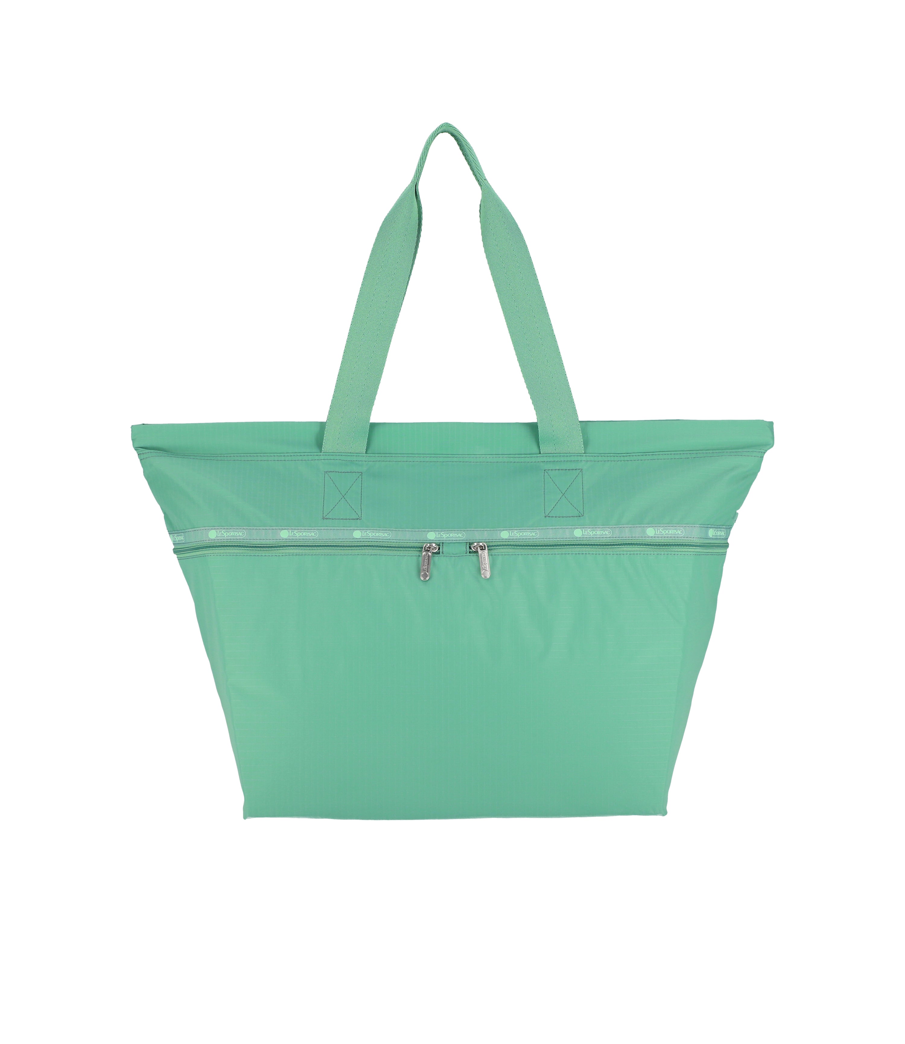 Carlin Zip Top Tote Bag - Sage Green solid