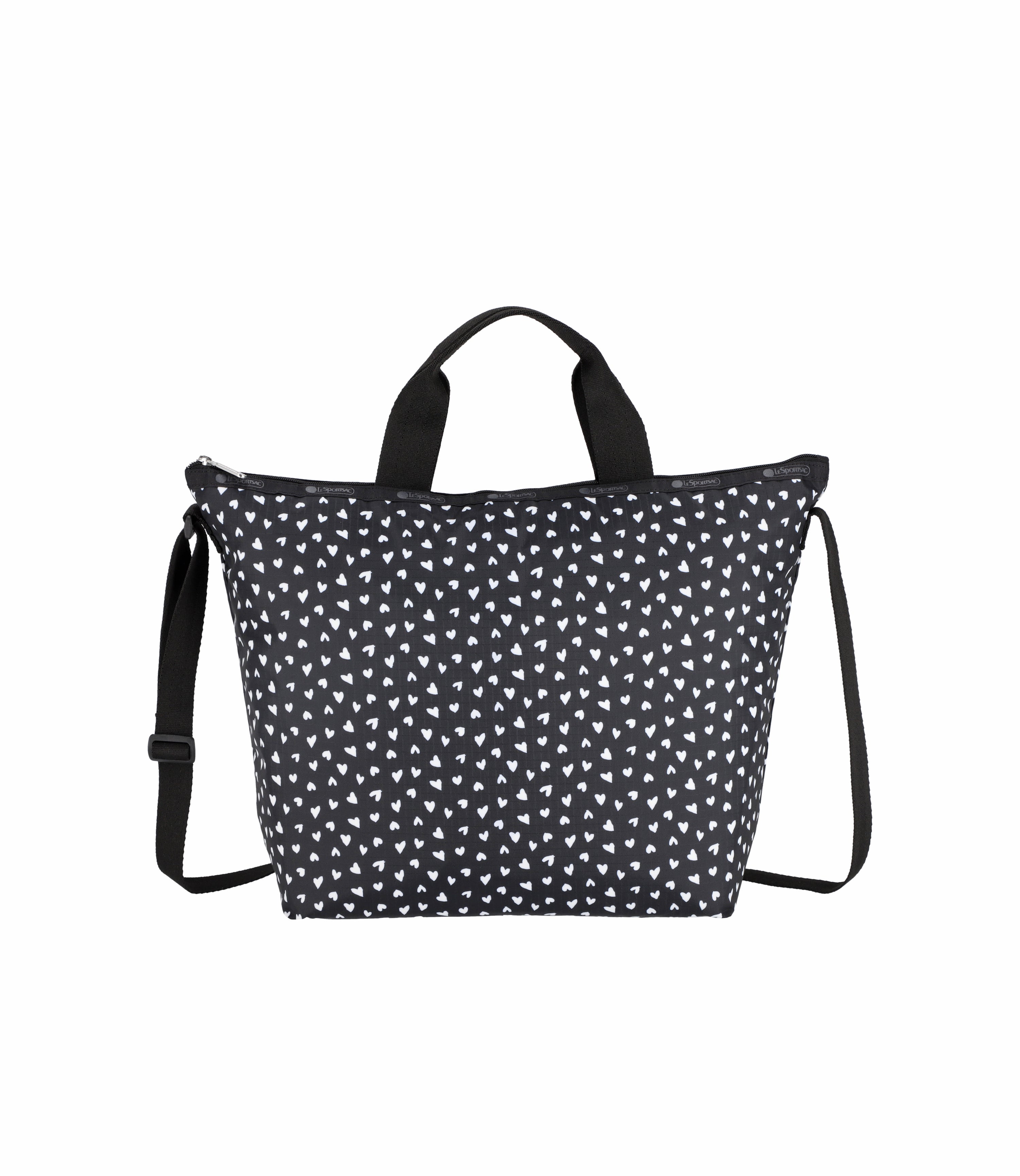 Deluxe Easy Carry Tote - Black Hearts print