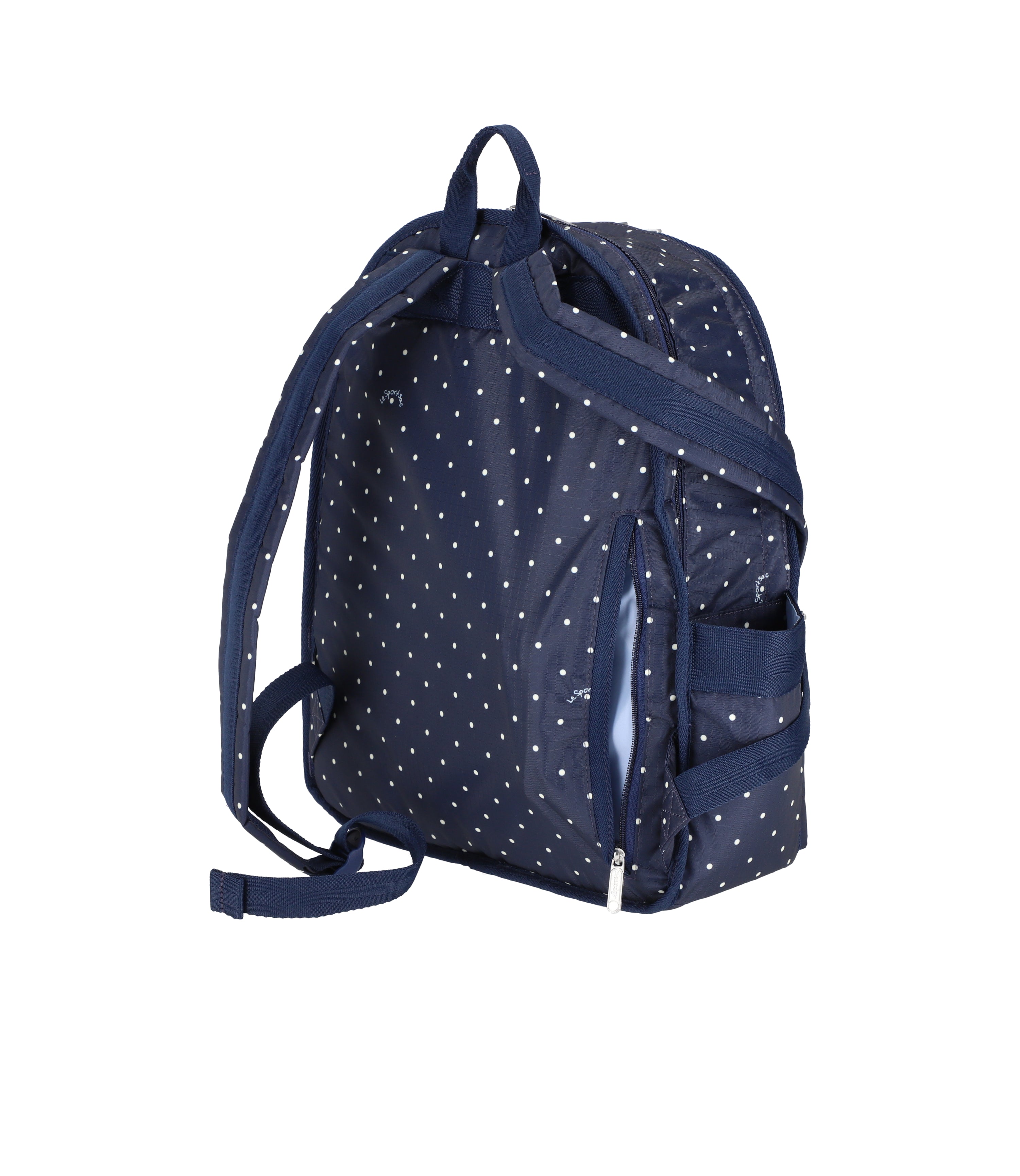 Navy polka dot backpack hotsell