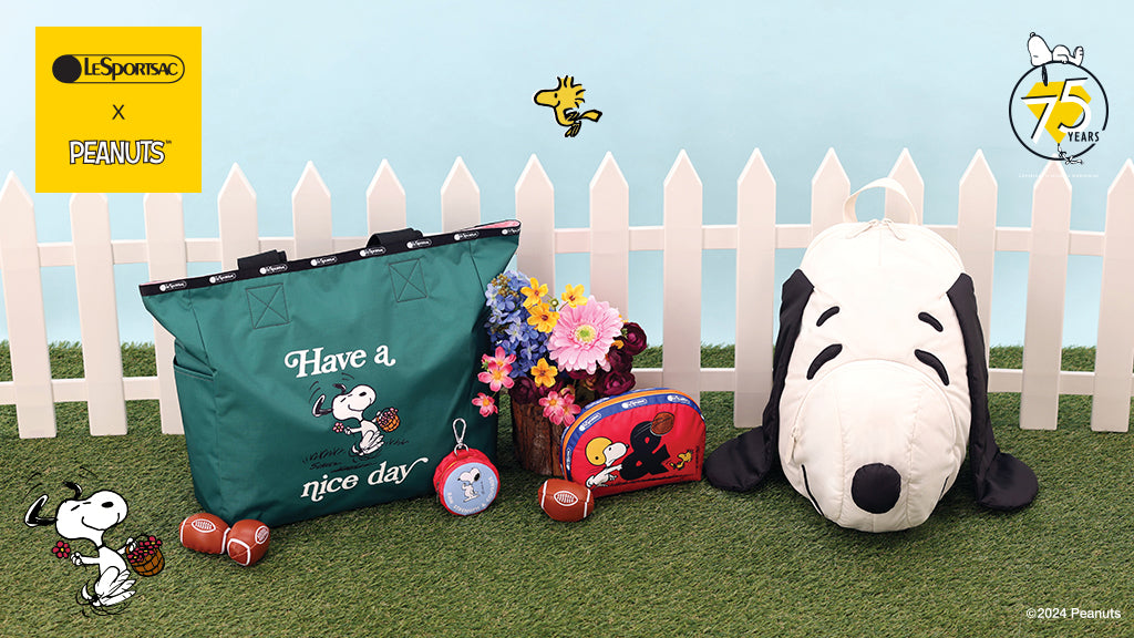 LeSportsac Snoopy outlet and Woodstock overnight bag and cosmetic bag