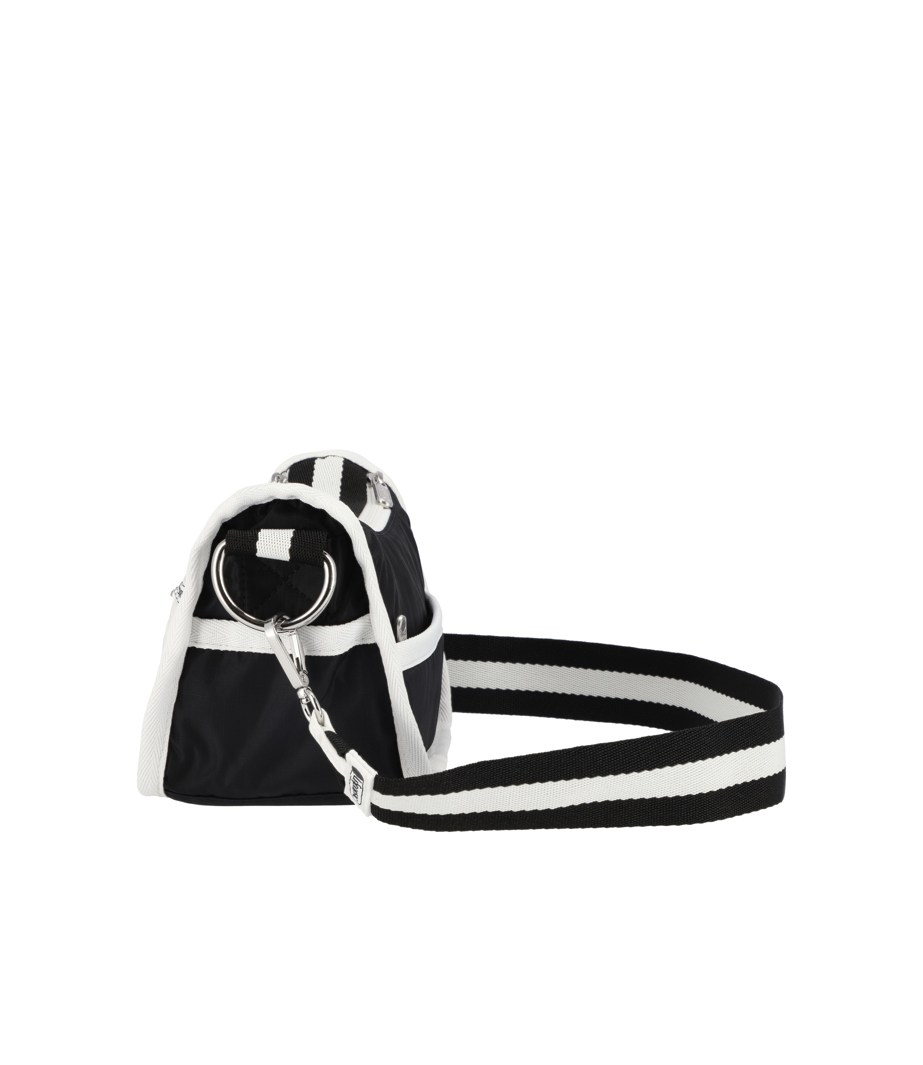 Crossbody Purse in Black with Red & White Stripes