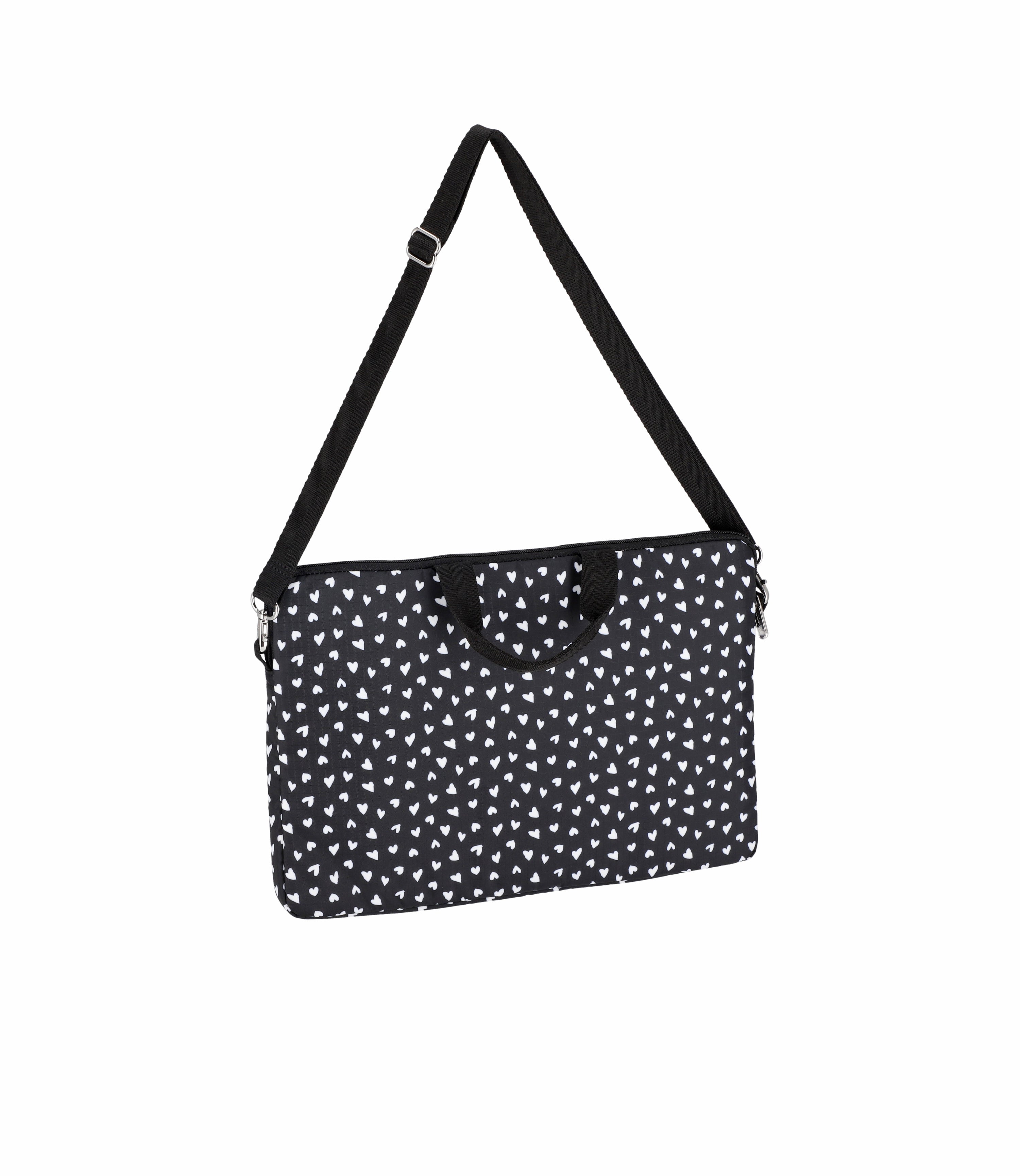 Top Handle Laptop Case Black Hearts print LeSportsac