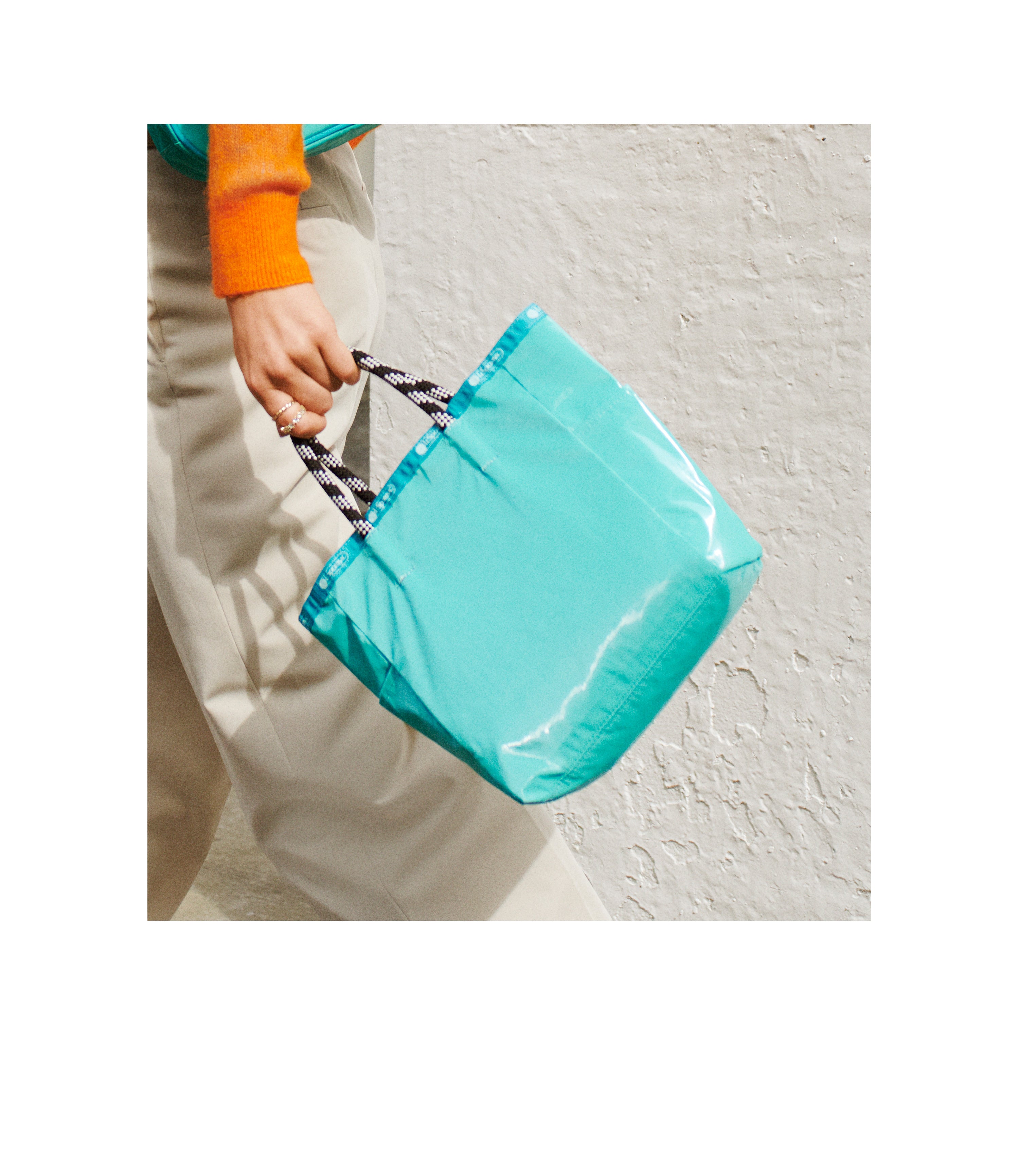 Shine Medium Two-Way Tote - Bright Aqua/Fanfare – LeSportsac